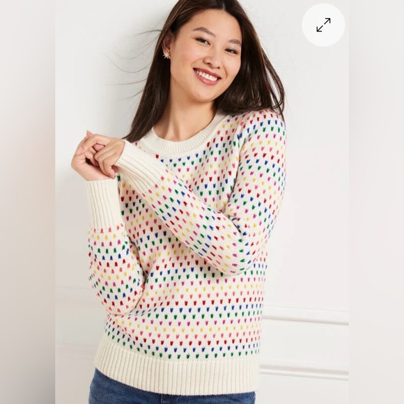 Talbots Sweaters - Talbots Puff Sleeve Crewneck Pullover Sweater, Rainbow Speckled Dots -